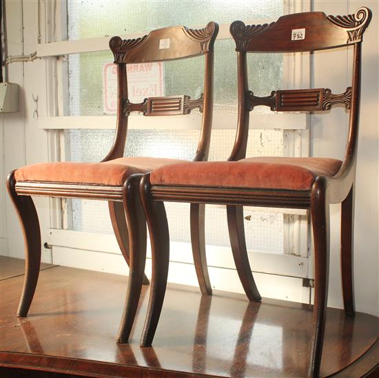 Pair Regency mahogany dining chairs(-)